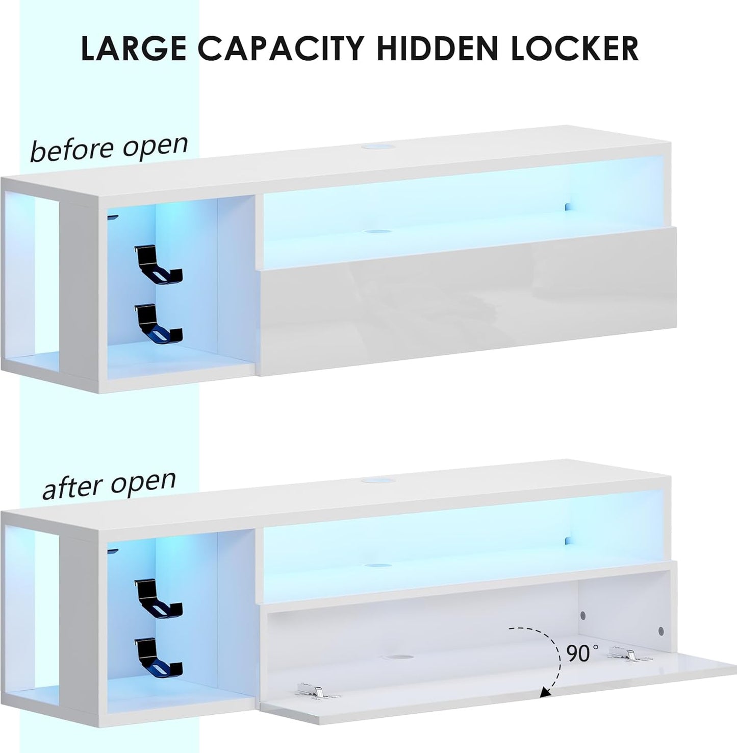 (New Open Box) SogesHome 39.3 inch Floating Wall TV Cabinet Stand with LED Lights Wall Mounted TV Stand with Storage Shelf Modern Entertainment Center Media Console Table for Living Room,Bedroom