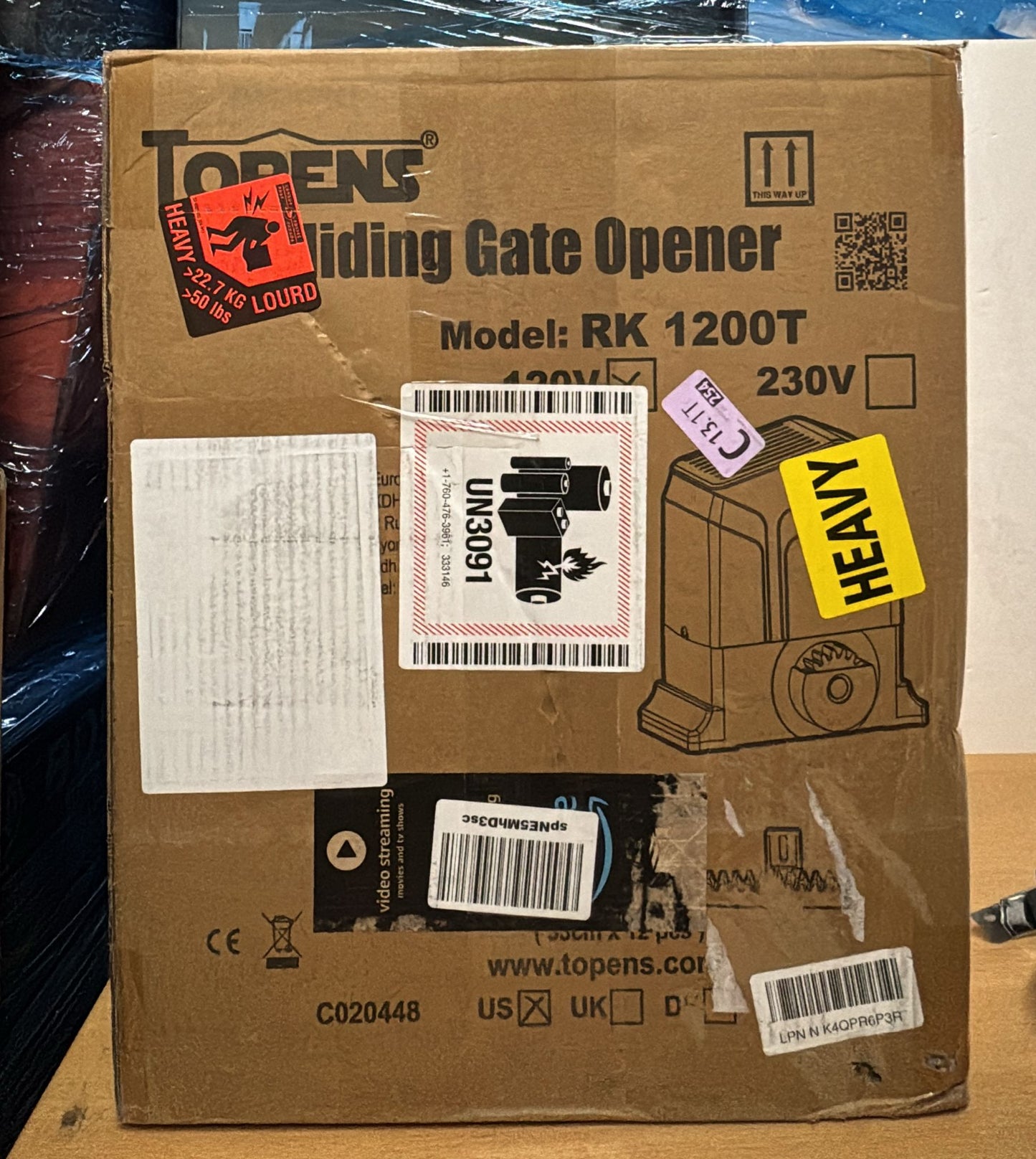 (New Open Box) TOPENS RK1200T Automatic Sliding Gate Opener Rack Drive Electric Gate Motor for Heavy Driveway Slide Gates Up to 3400 Pounds, Security Gate Operator AC Powered with Nylon Gear Rack and Remote Control