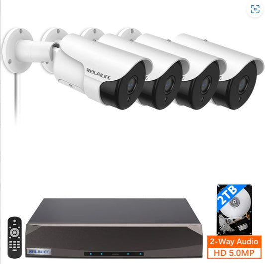 Weilailife Security Camera System 8 Channel 5MP System + 4 pcs 3 MP Cameras 2TB, SATA 3.5 inch