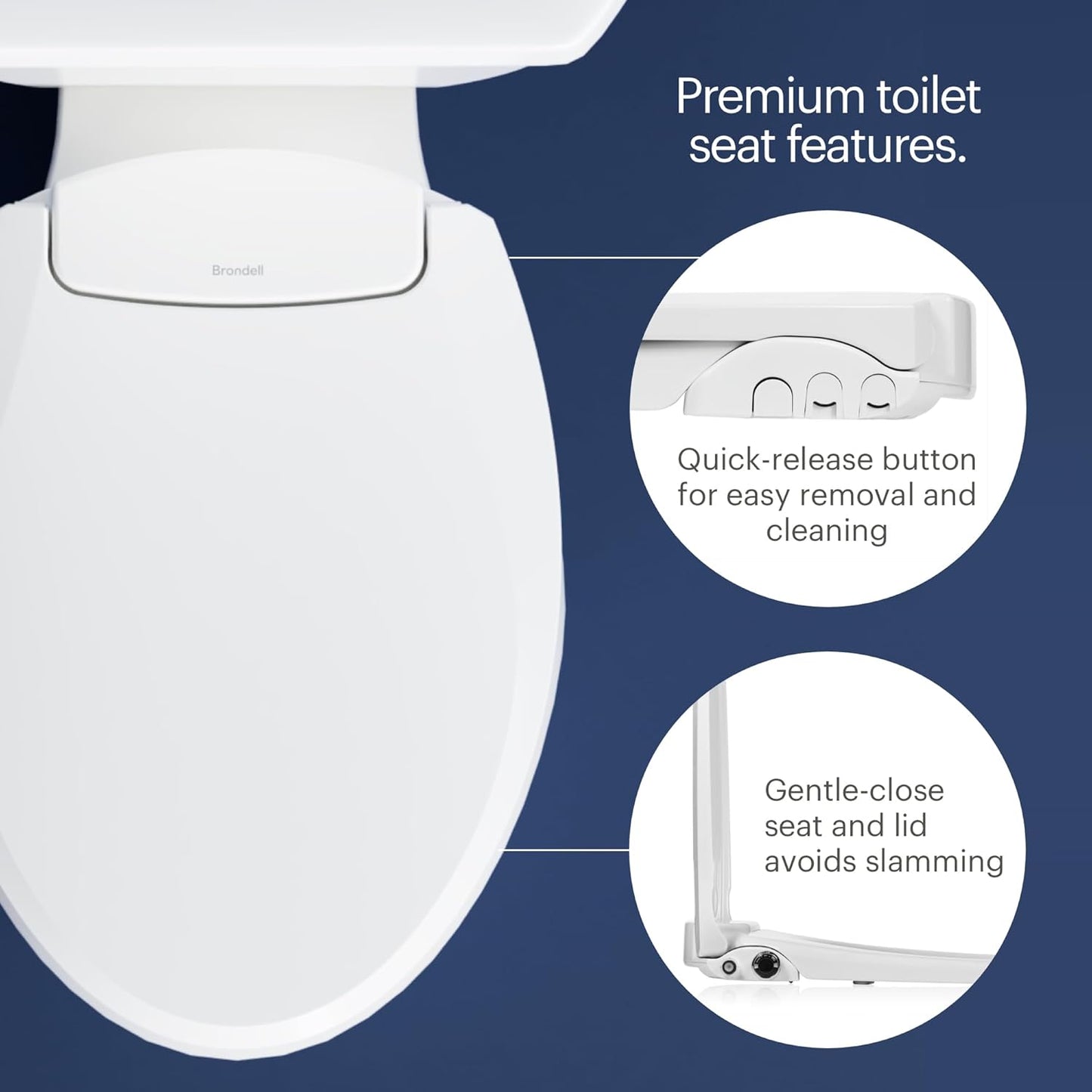 (New Open Box) Brondell Bidet Toilet Seat Non-Electric Swash Seat, Fits Round Toilets, White – Dual Nozzle System