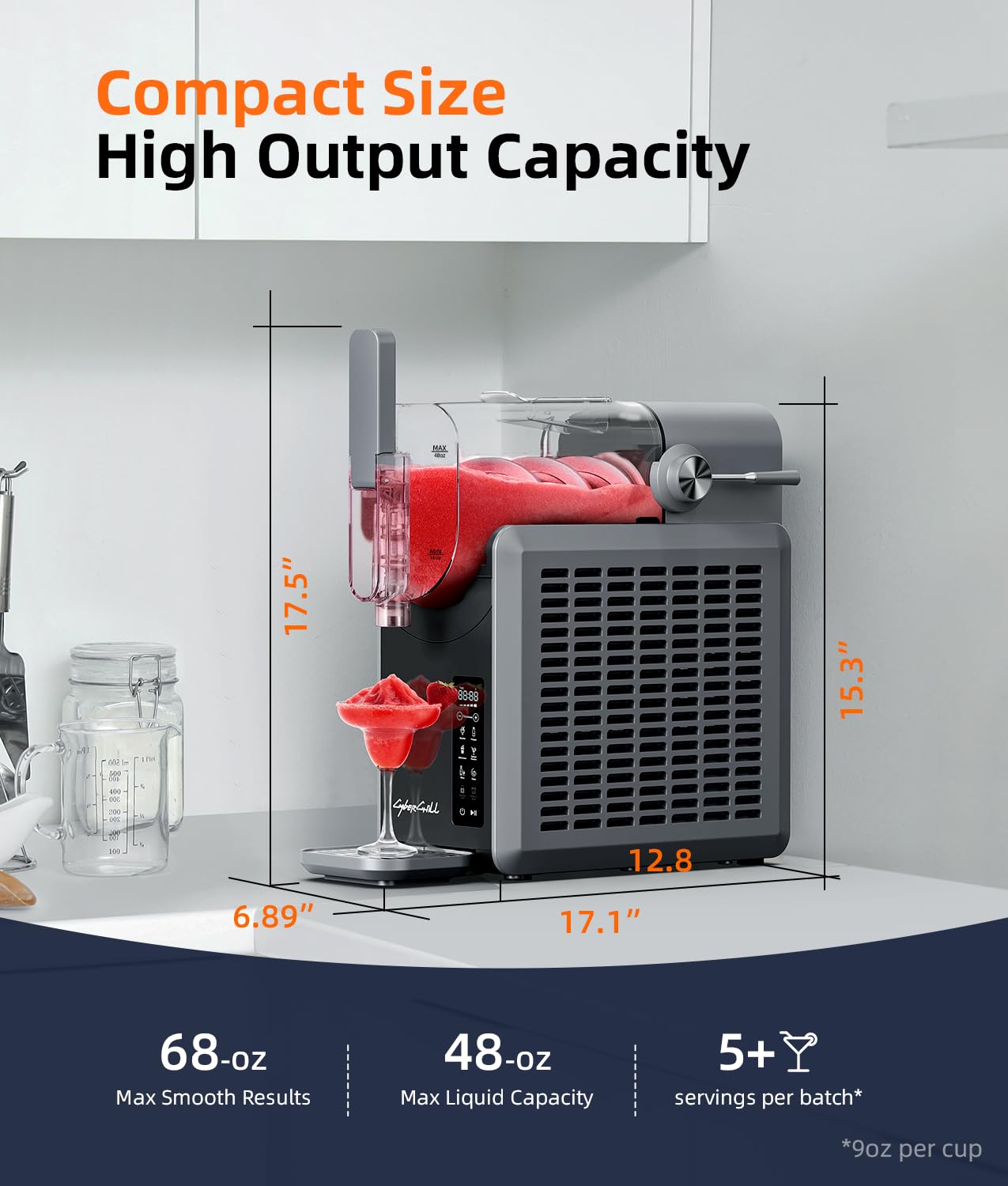 (New Open Box) CyberChill Slushie Machine, Slushy Machine for Home with LED Display, 5 Preset Programs Frozen Drink Maker No Ice Needed- Self Cleaning, for Milk Shakes,Frappés,Margarita Smoothie,Slush,and More