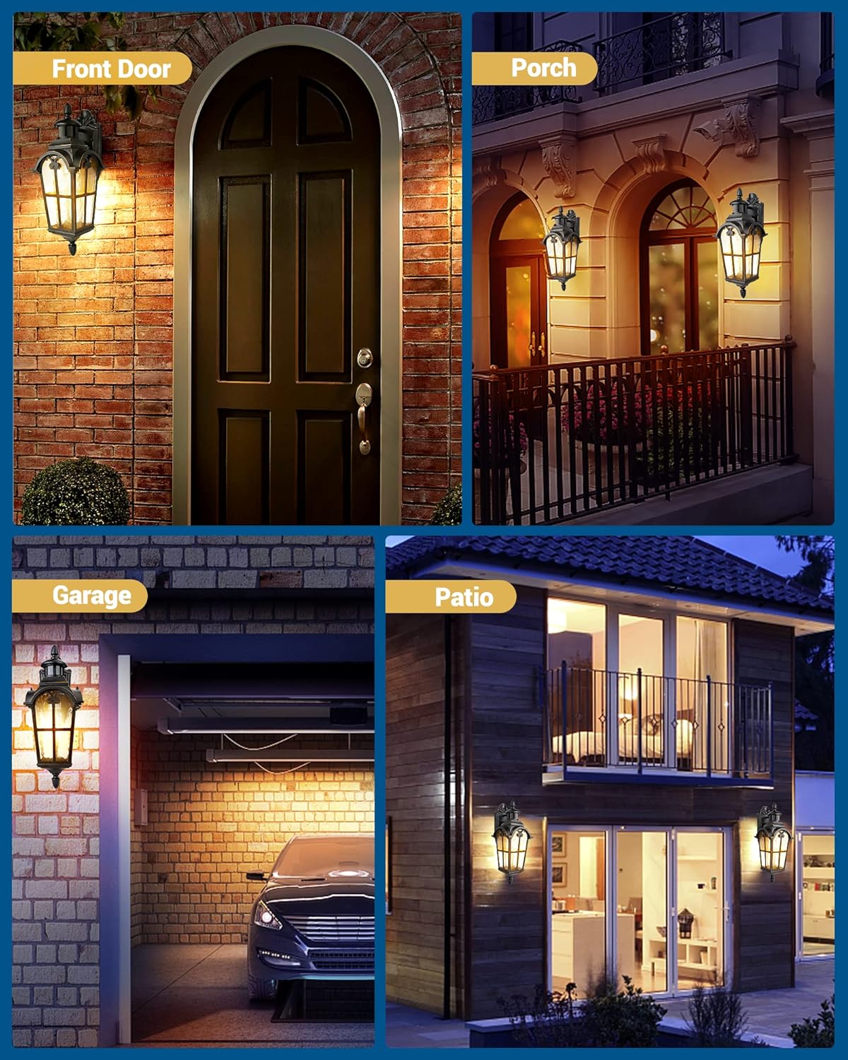 (New Open Box)  DEWENWILS Motion Sensor Outdoor Wall Lights | 2-Pack Dusk to Dawn Lantern Fixtures | HB-069