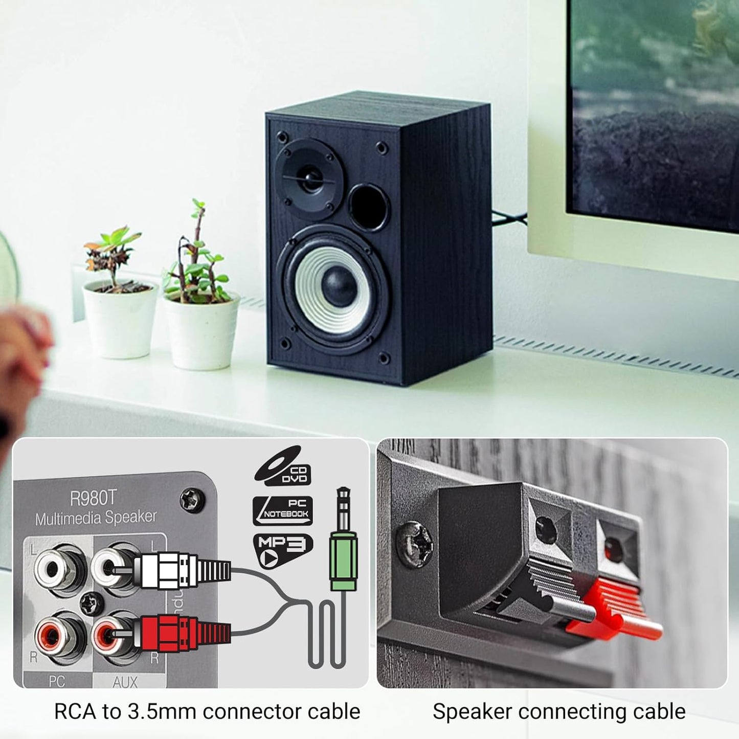 (Excellent) Edifier R980T 4" Active Bookshelf Speakers - 2.0 Computer Speaker - Powered Studio Monitor (Pair)