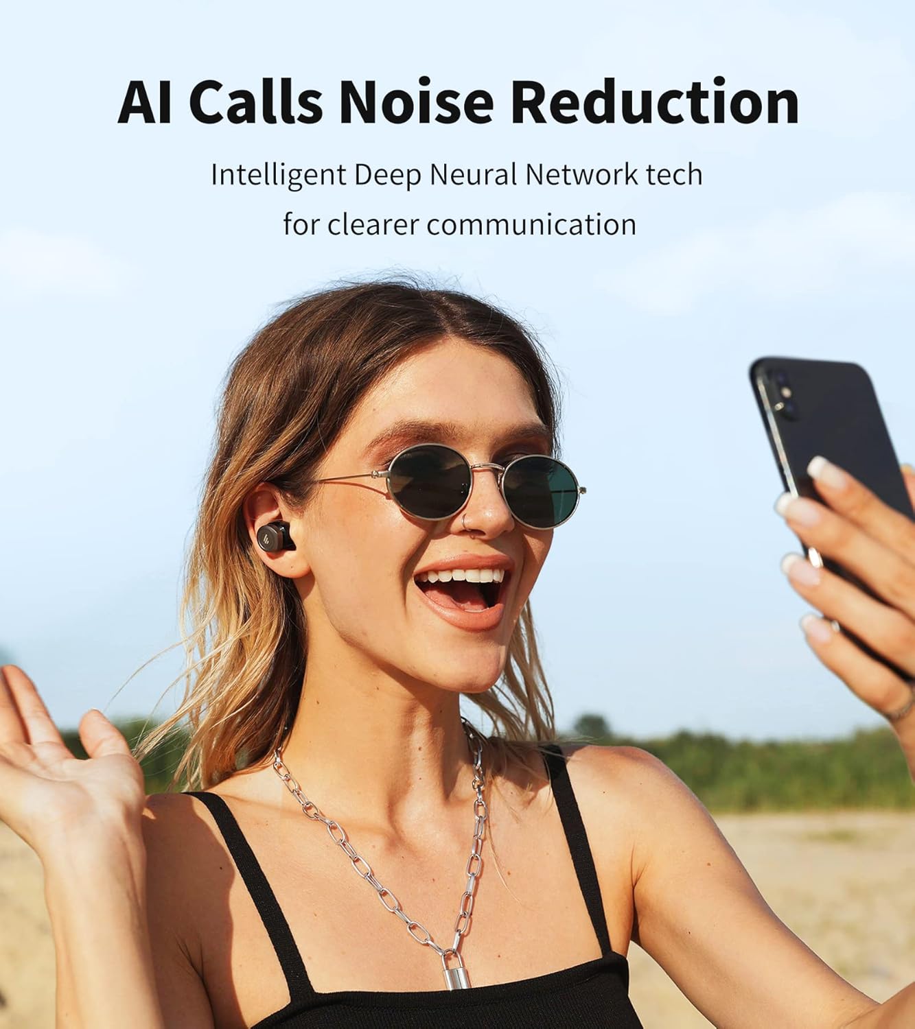 (New Open Box) Edifier W240TN Active Noise Cancellation Earbuds with Bluetooth V5.3 -