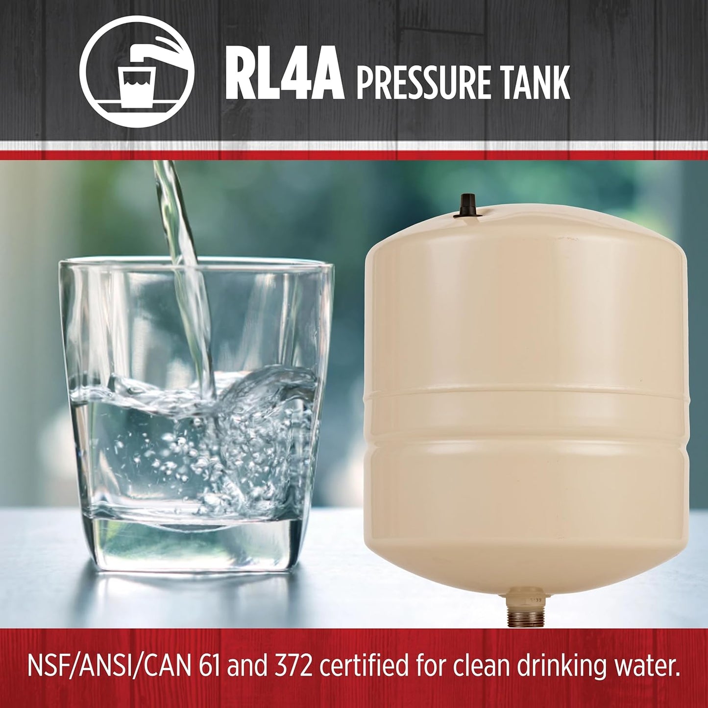 (Excellent) Red Lion RL4A - 4.5gal Inline Pre-Charged Pressure Tank for Well Pumps, 3/4 Inch MNPT System