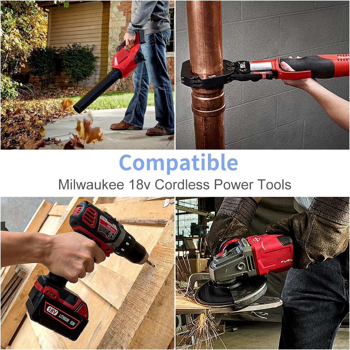 (New Open Box) Powilling 2Pack 6.5Ah Replacement for Milwaukee M18 Battery and Charger Kit