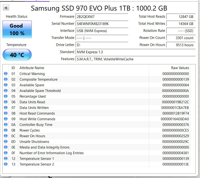 (Excellent) Samsung 970 EVO Plus M.2 1 TB Internal Solid State Drive
