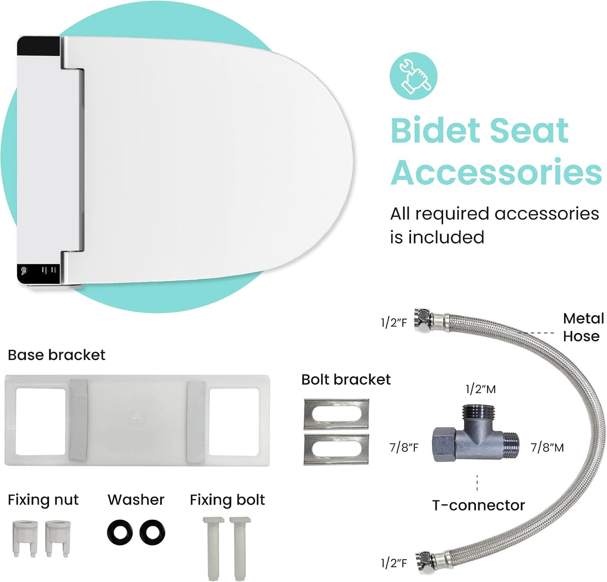 (New Open Box) VOVO VB-6000SE Elongated Bidet Toilet Seat – Heated Seat | Warm Water | Dryer & LED Light