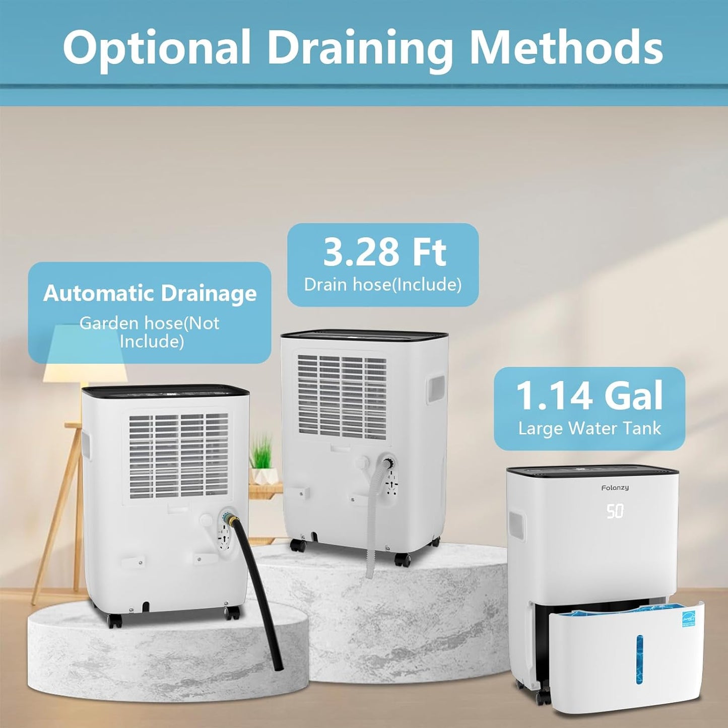 (New Open Box) Smart Dehumidifier,Folanzy 120 Pints Energy Star Dehumidifier for Basement Bedroom