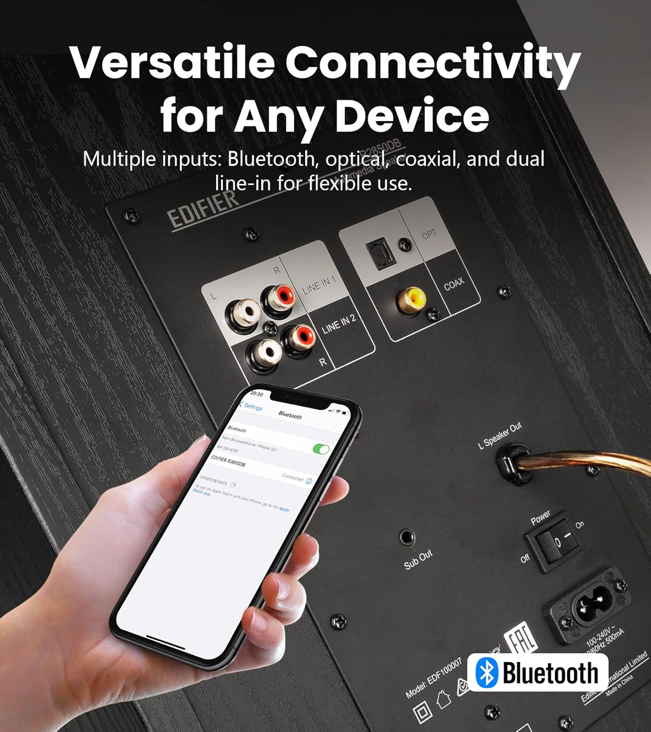 (Excellent) Edifier R2850DB Bluetooth Bookshelf Speakers, Wireless Studio Monitor, 3-Way Powered  (Pair)