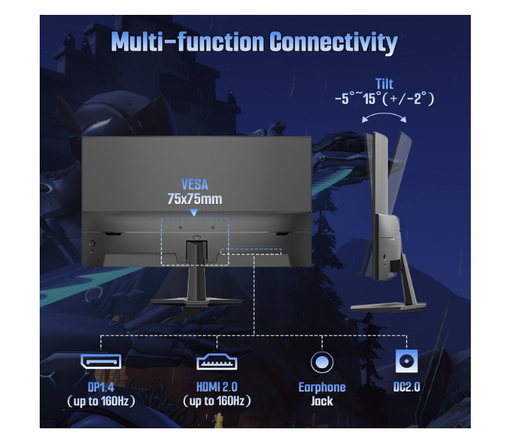 (New Open Box) SANSUI Curved 24 Inch Gaming Monitor 160Hz FHD 1080P Computer Monitor MPRT 1ms 1500R Fast VA, Freesync,HDR,3000:1 Contrast Ratio, HDMI2.0,DP1.4, VESA Compatiable(ES-G24C1L HDMI Cable Included)