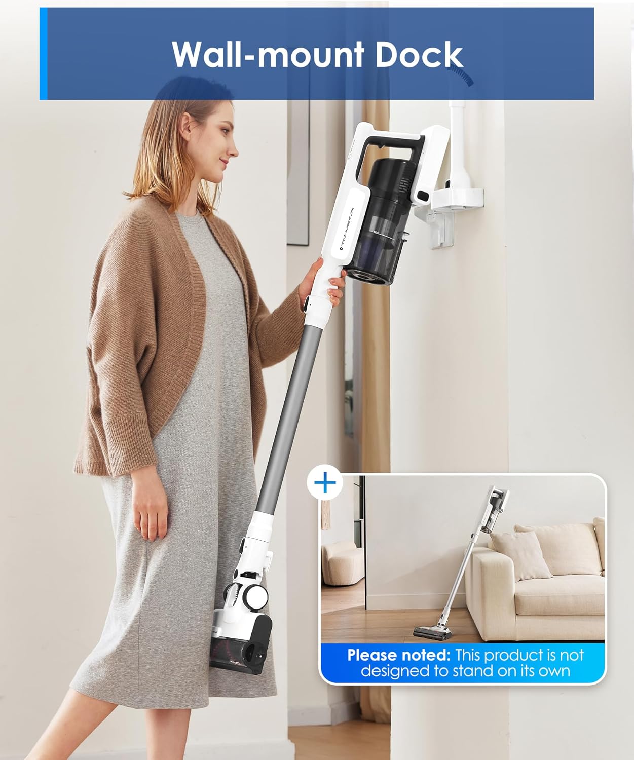 (Excellent)Tineco A20 Cordless Stick Vacuum Cleaner, Up to 40Min-Runtime 3 Modes for Multi-Level Messes, 1L Larger Dustbin, LED Headlight Lightweight Ergonomic Dual-Handle Design