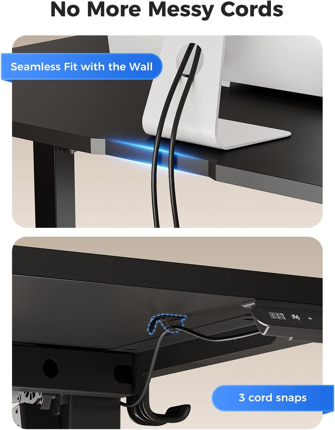 (New Open Box) OffiGo Electric Standing Desk, 48 Inch Height Adjustable Sit Stand Table, Ergonomic Computer Desk with 3 Preset Memory Height for Home, Office, Workstation, Black