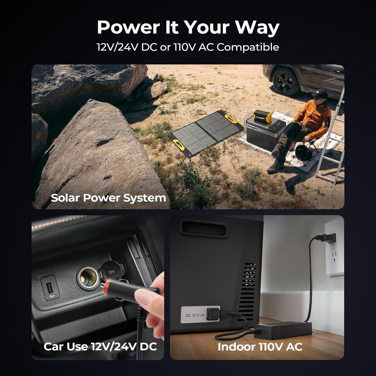 (New Open Box) BougeRV Portable Freezer, CR28, 30 Quart, -8℉~50℉, 12V Car Fridge, Black