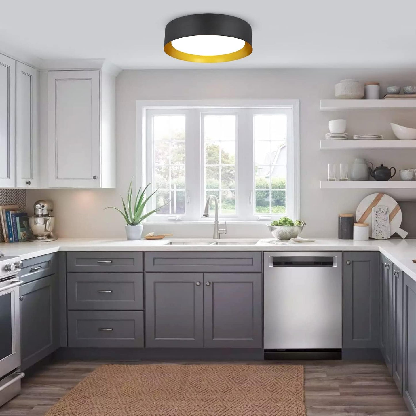 (New Open Box)  DingliLighting 30W Dimmable LED Flush Mount Ceiling Light | Color Changeable