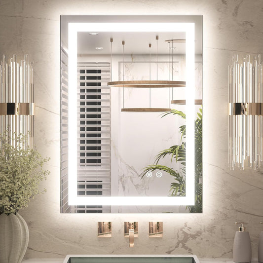 (New Open Box) Keonjinn LED Mirror for Bathroom 20 x 28 Inch, Frontlit & Backlit Bathroom Vanity Mirror