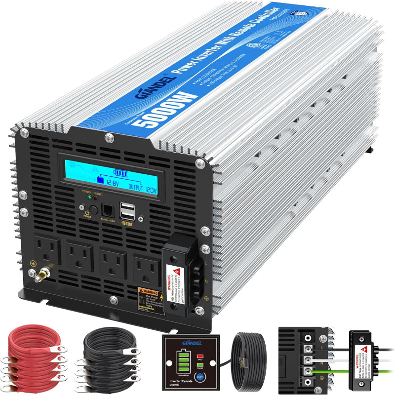 (Excellent) Giandel 5000Watt Heavy Duty Modified Sine Wave Power Inverter Approved by CETL Converts DC