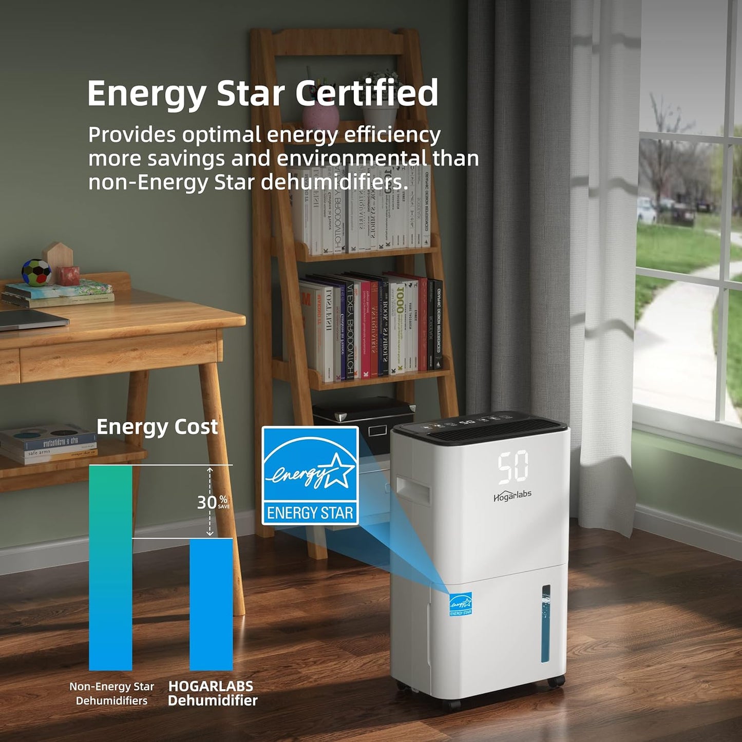 (New Open Box) HOGARLABS 3500 Sq Ft 50 Pint Dehumidifier for Home Basements Bathroom Bedroom | Dehumidifiers