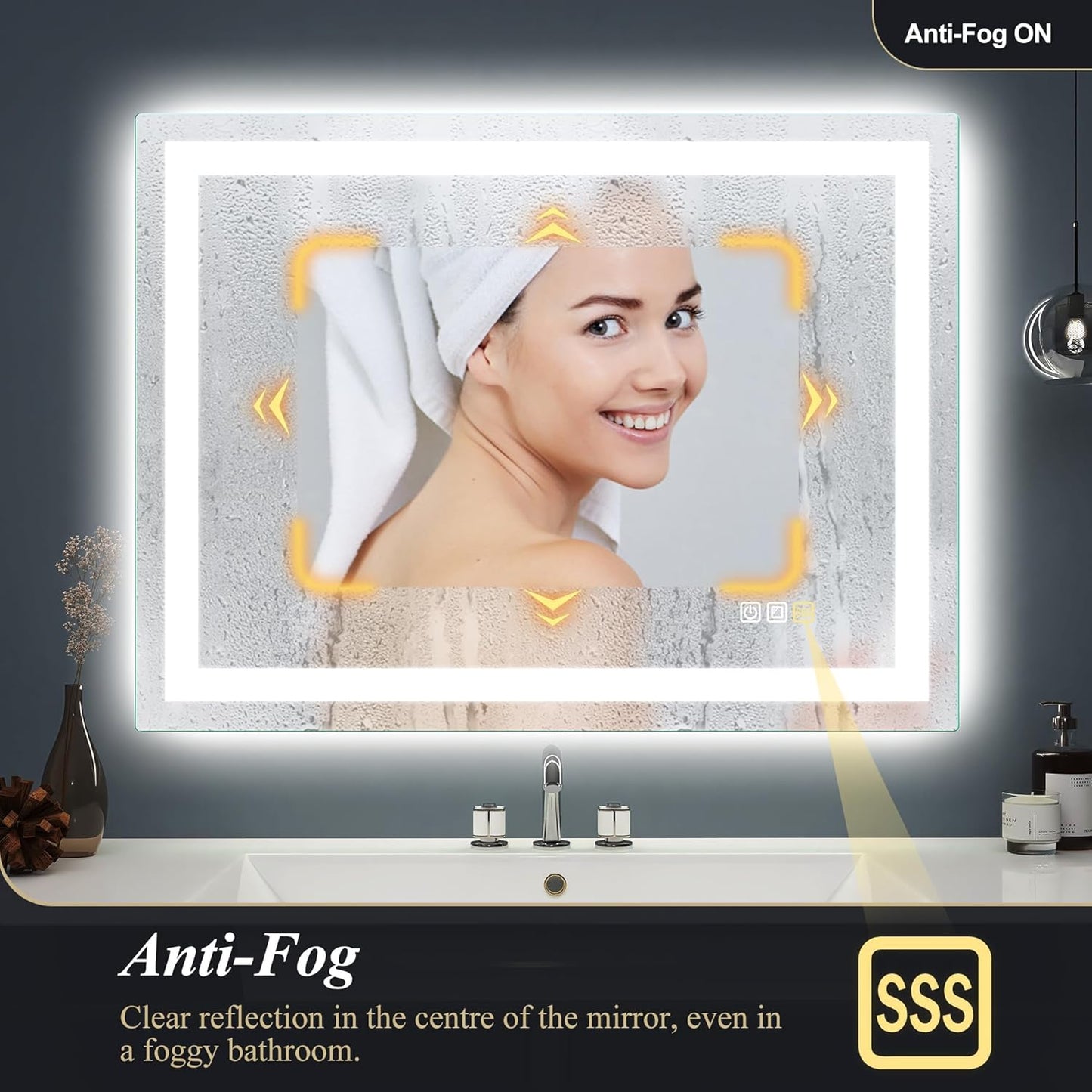 S·BAGNO LED Bathroom Mirror, 3 Colors Lighted Vanity Mirror (different sizes available)