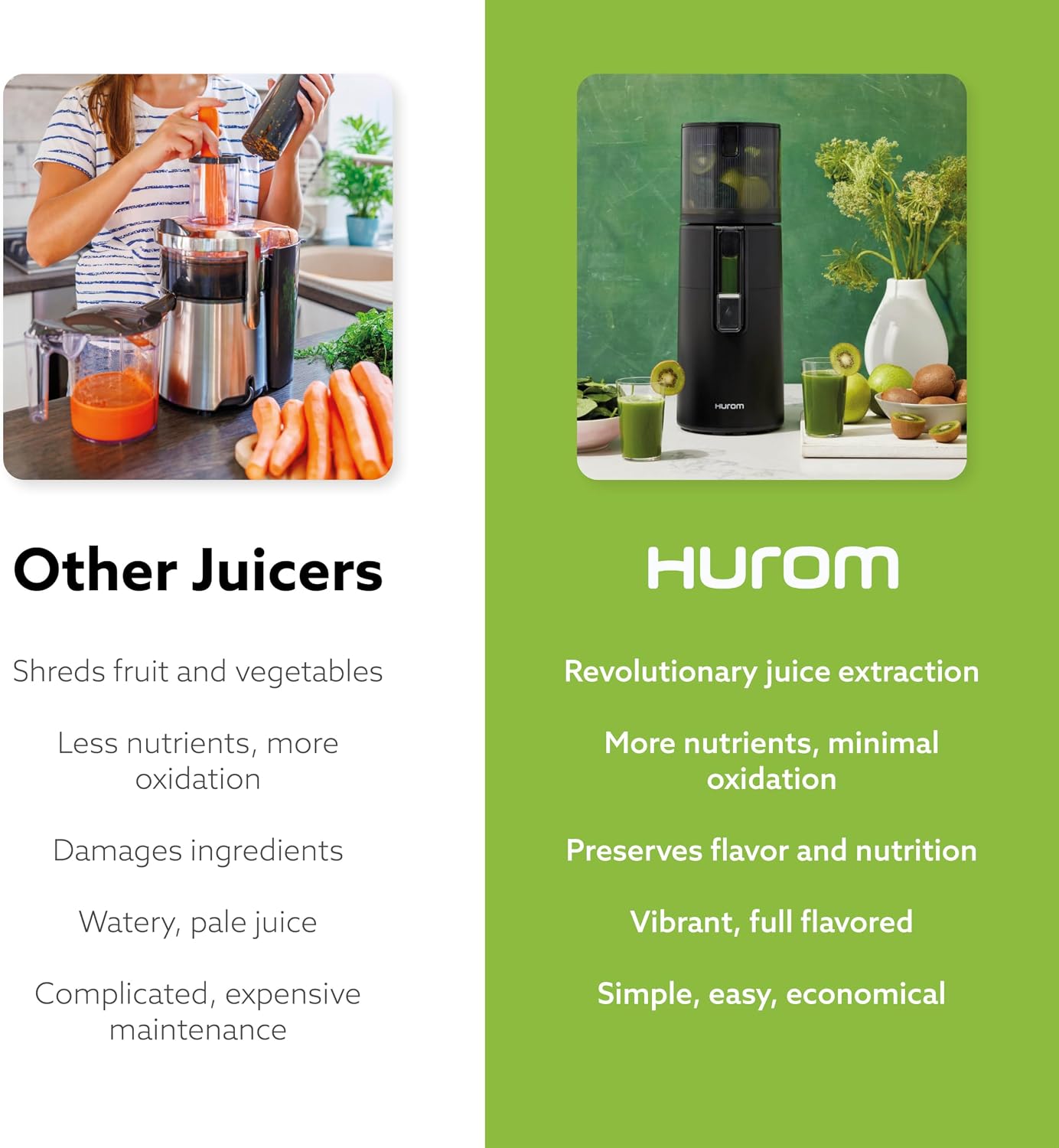 (New Open Box) Hurom H400 Cold Press Juicer Machine, Award Winning Masticating Slow Juicer, Easy to Clean, Strainer & Hands Free with Self Feeding, Wide Mouth Hopper, Easy Assembly (White)