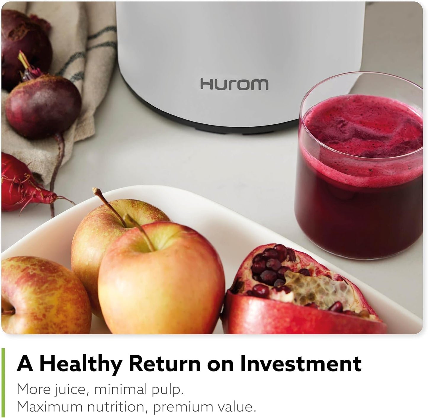 (New Open Box) Hurom H400 Cold Press Juicer Machine, Award Winning Masticating Slow Juicer, Easy to Clean, Strainer & Hands Free with Self Feeding, Wide Mouth Hopper, Easy Assembly (White)