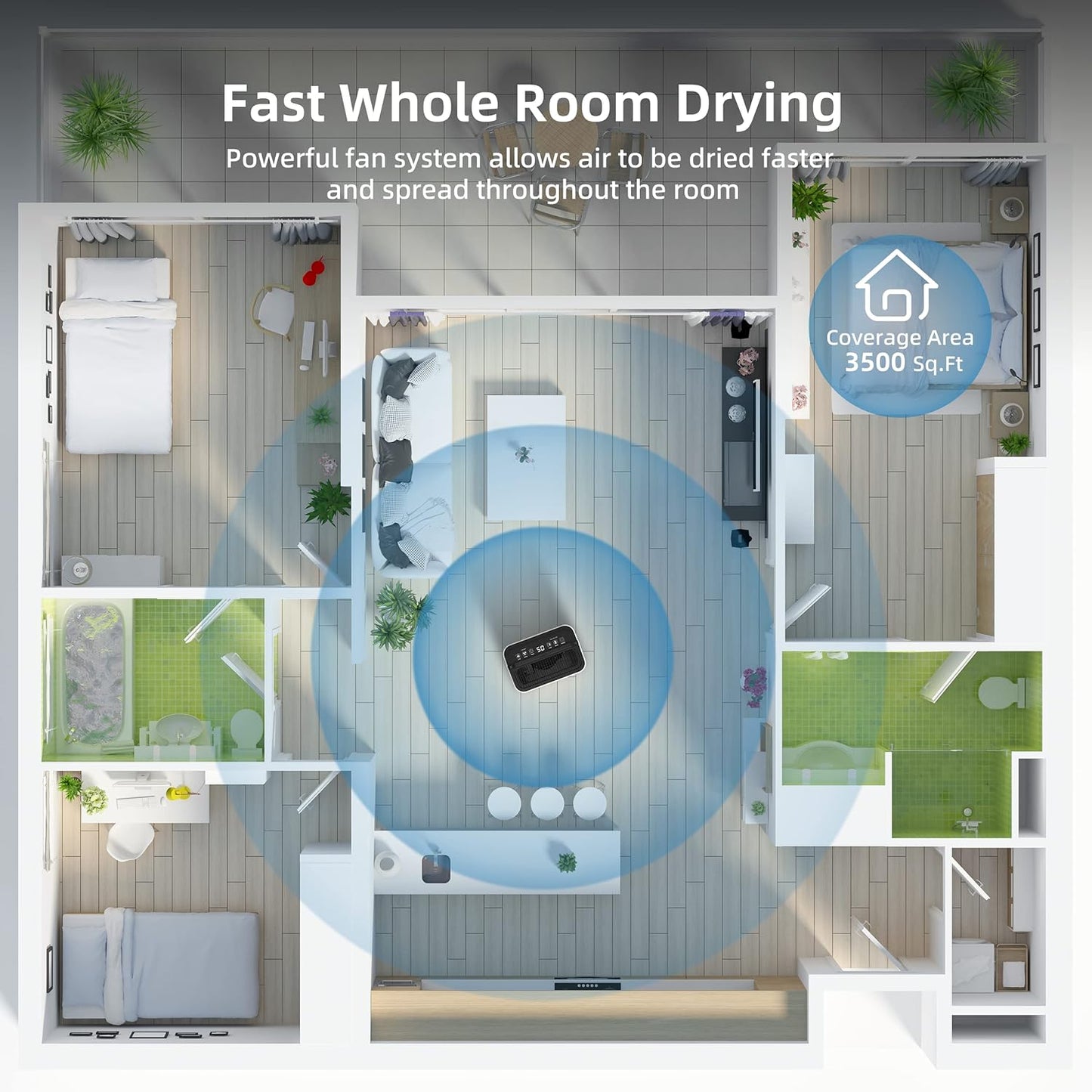 (New Open Box) HOGARLABS 3500 Sq Ft 50 Pint Dehumidifier for Home Basements Bathroom Bedroom | Dehumidifiers