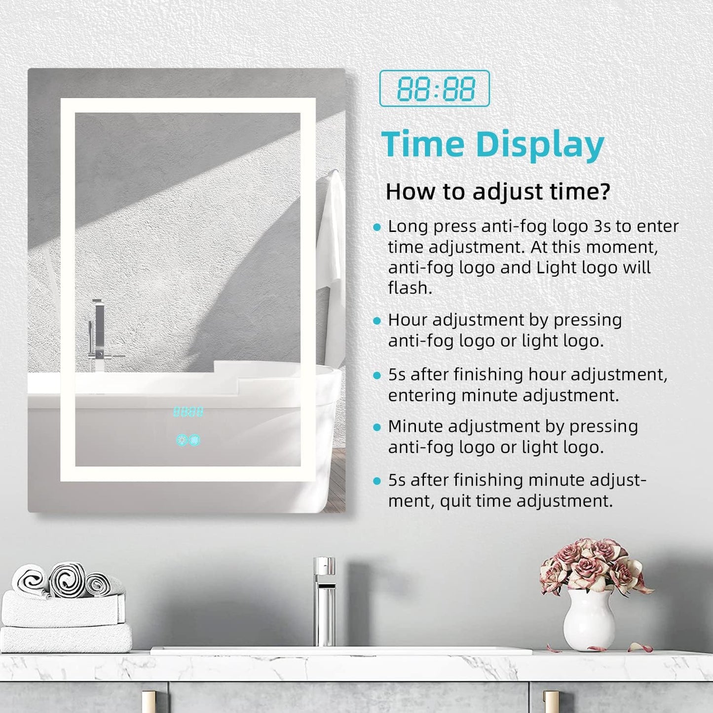 (New Open Box) Tech Drive Bathroom Mirror with led Lights Bathroom Vanity