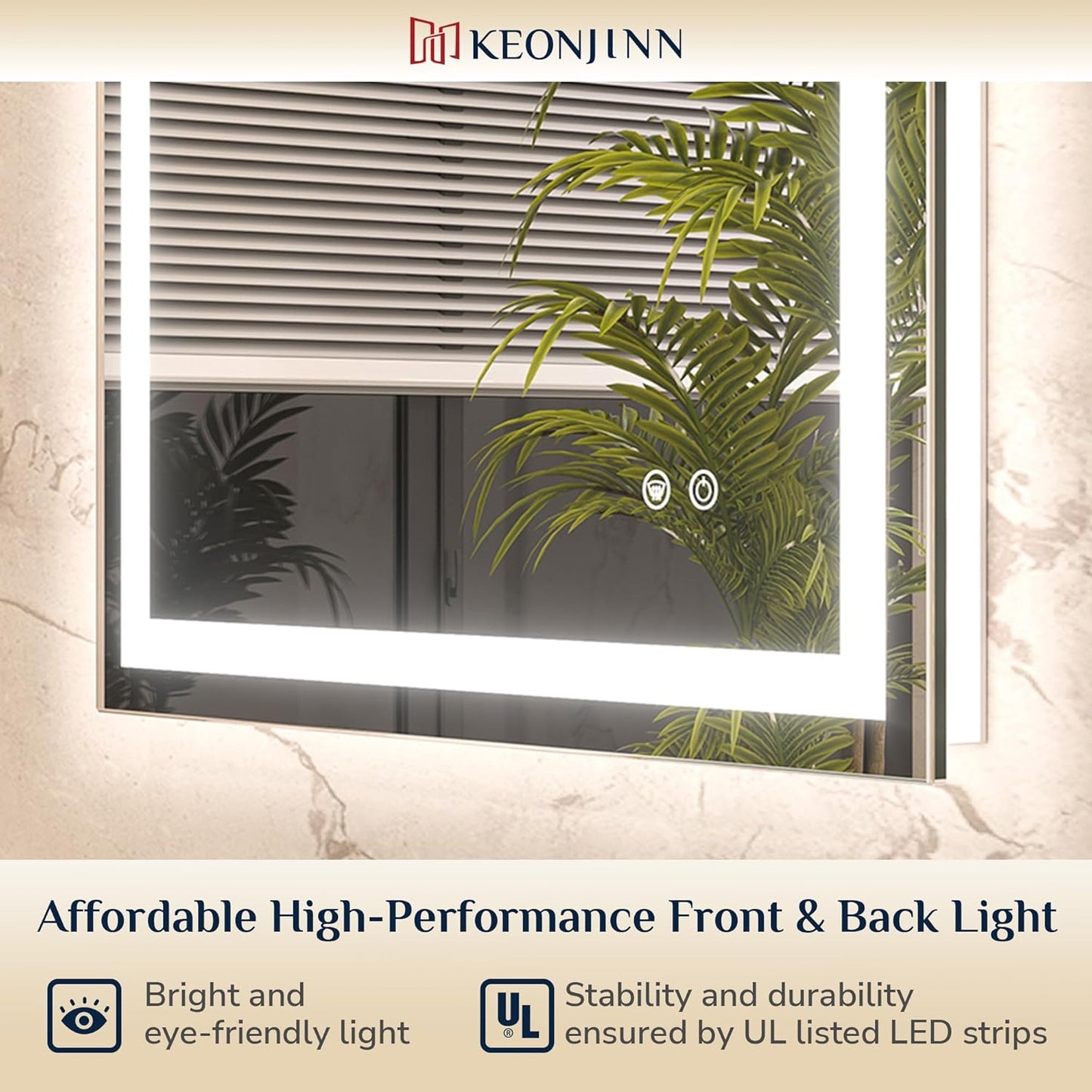 (New Open Box) Keonjinn LED Mirror for Bathroom 20 x 28 Inch, Frontlit & Backlit Bathroom Vanity Mirror