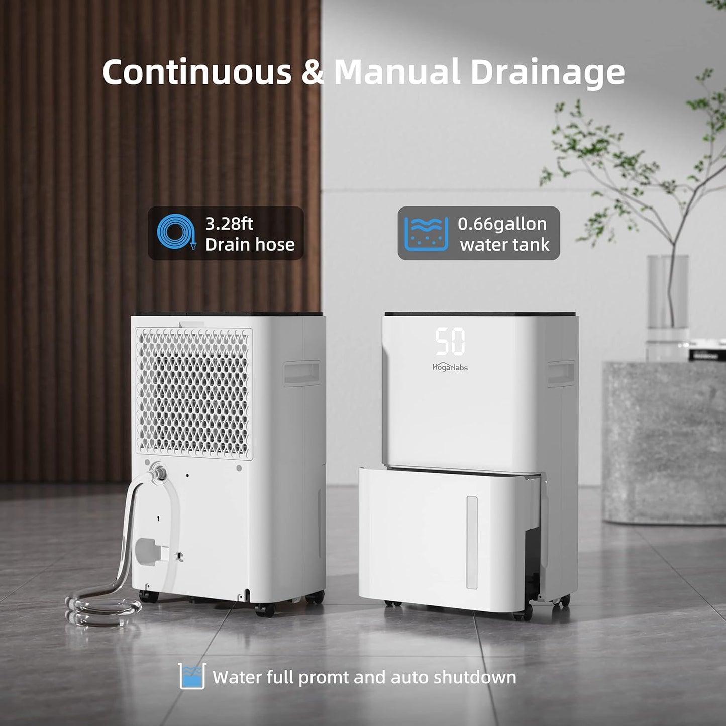 (New Open Box) HOGARLABS 3500 Sq Ft 50 Pint Dehumidifier for Home Basements Bathroom Bedroom | Dehumidifiers