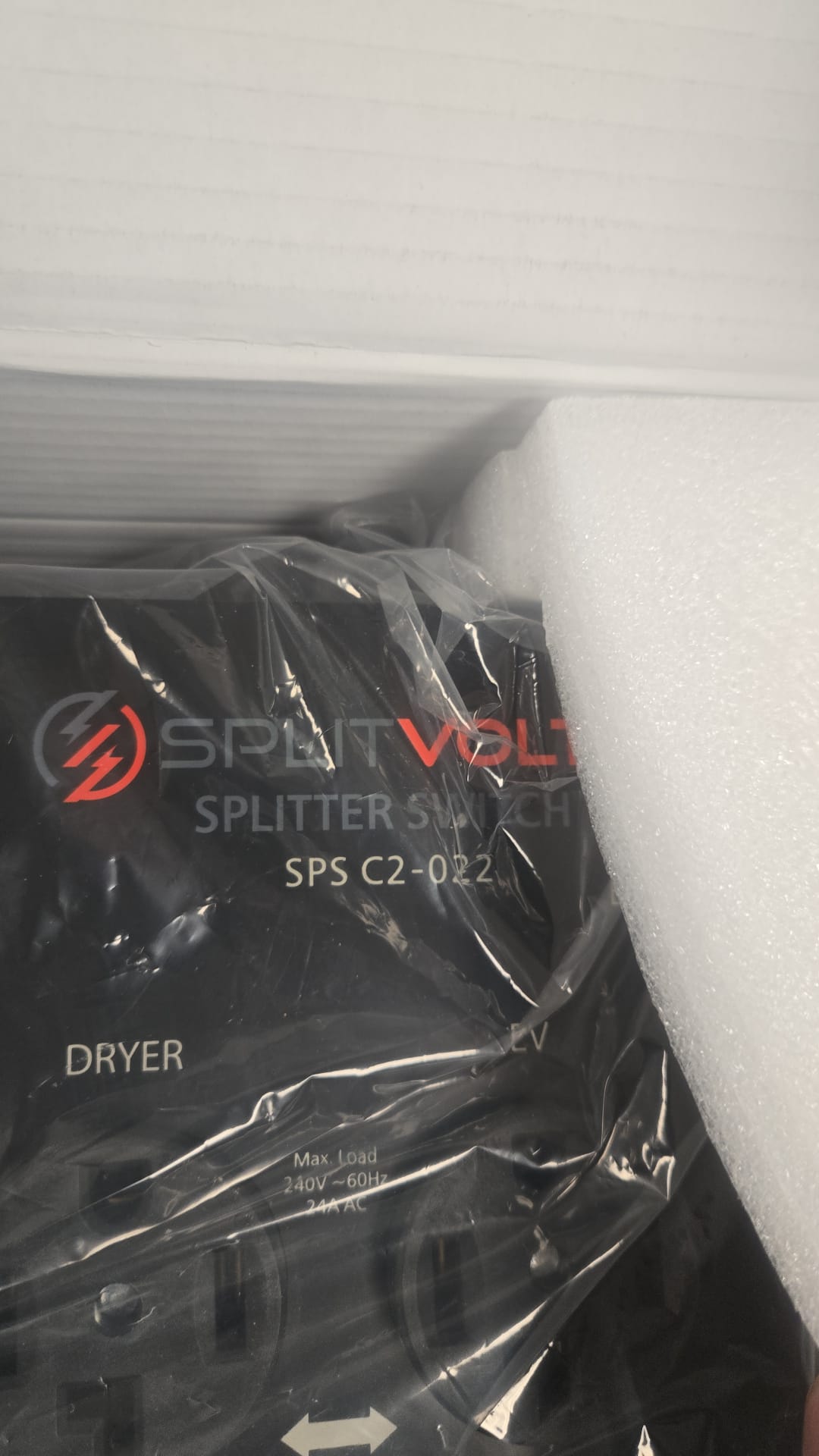 (New Open Box) Splitvolt NEMA 14-30 240V 24A Splitter Switch | Dryer Outlet Splitter • Auto Power Switching