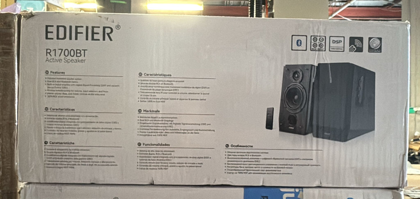(New Open Box) Edifier R1700BT Bluetooth Bookshelf Speakers - Active Near-Field Studio Monitors - 66w RMS