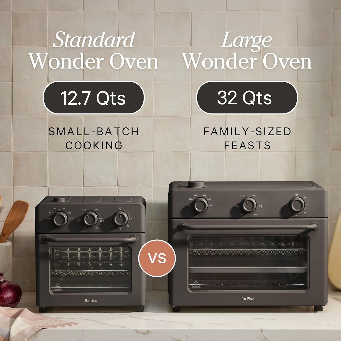 (New Open Box) Our Place Large Wonder Oven | 6-In-1 Toxin-Free Air Fryer & Toaster with Steam Infusion | Family-Sized 30L, 1700W Countertop Design | Includes Bake Tray, Fryer Basket, Large Racks | Steam