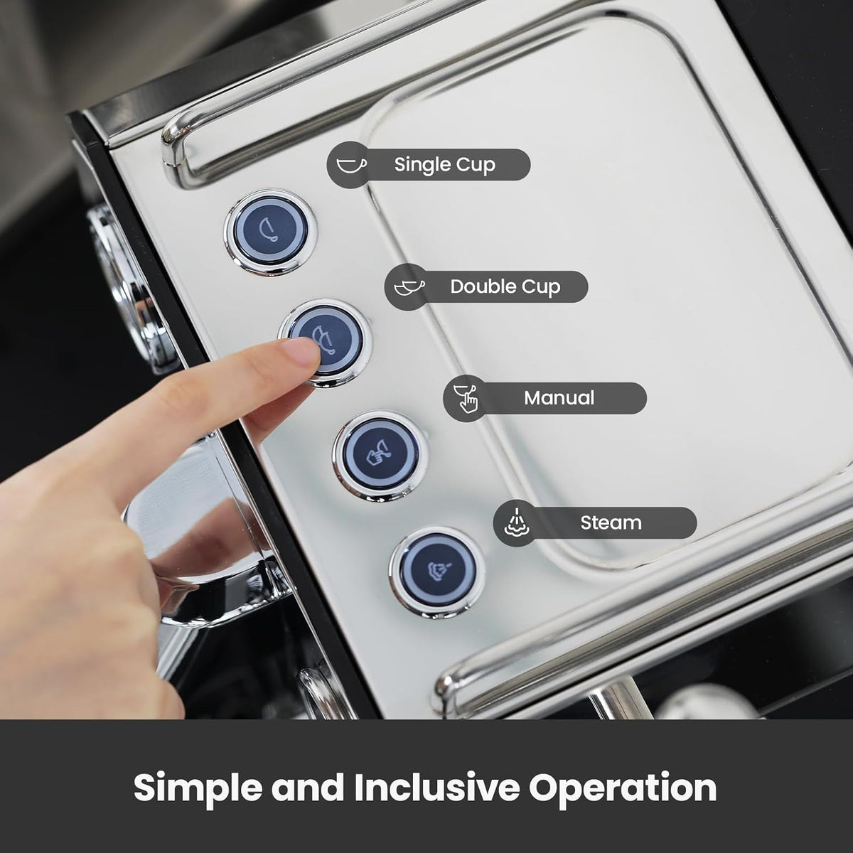 (New Open Box) Gemilai Owl Espresso Machine G3006 – 15 Bar | Semi-Automatic with Milk Frother