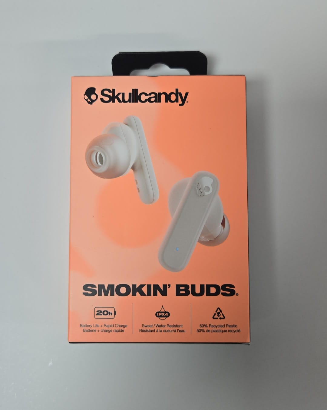 (Brand New) Skullcandy Smokin’ Buds Wireless Earbuds, Bluetooth Headphones, - Bone Orange Glow