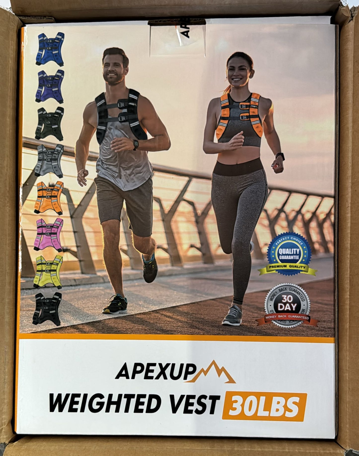 (New Open Box) APEXUP Weighted Vest Men 5lbs/10lbs/15lbs/20lbs/25lbs/30lbs Weights with Reflective Stripe
