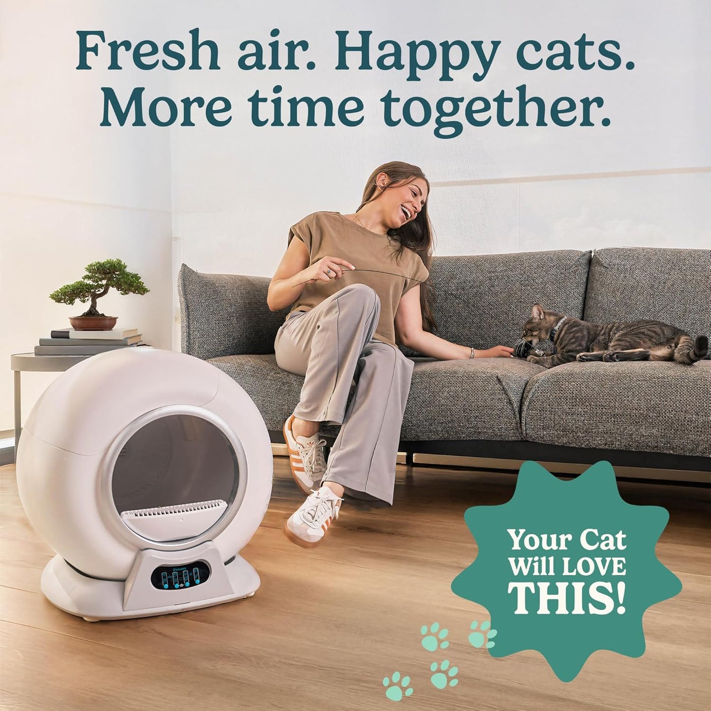 (New Open Box) PetCove Self Cleaning Litter Box - Automatic Cat Litter Box up to 75L, App‑Control Cat Litter Box with Integrated Safety Protection, Advanced Odor Control & Smart Weight Monitoring with Cat Litter Bag