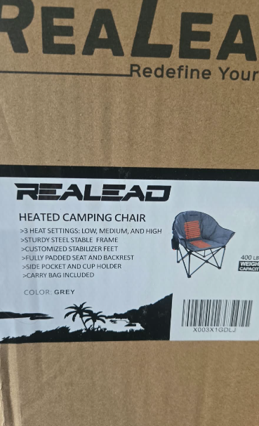 (Excellent) REALEAD Oversized Heated Camping Chair with Fully Thick Padded
