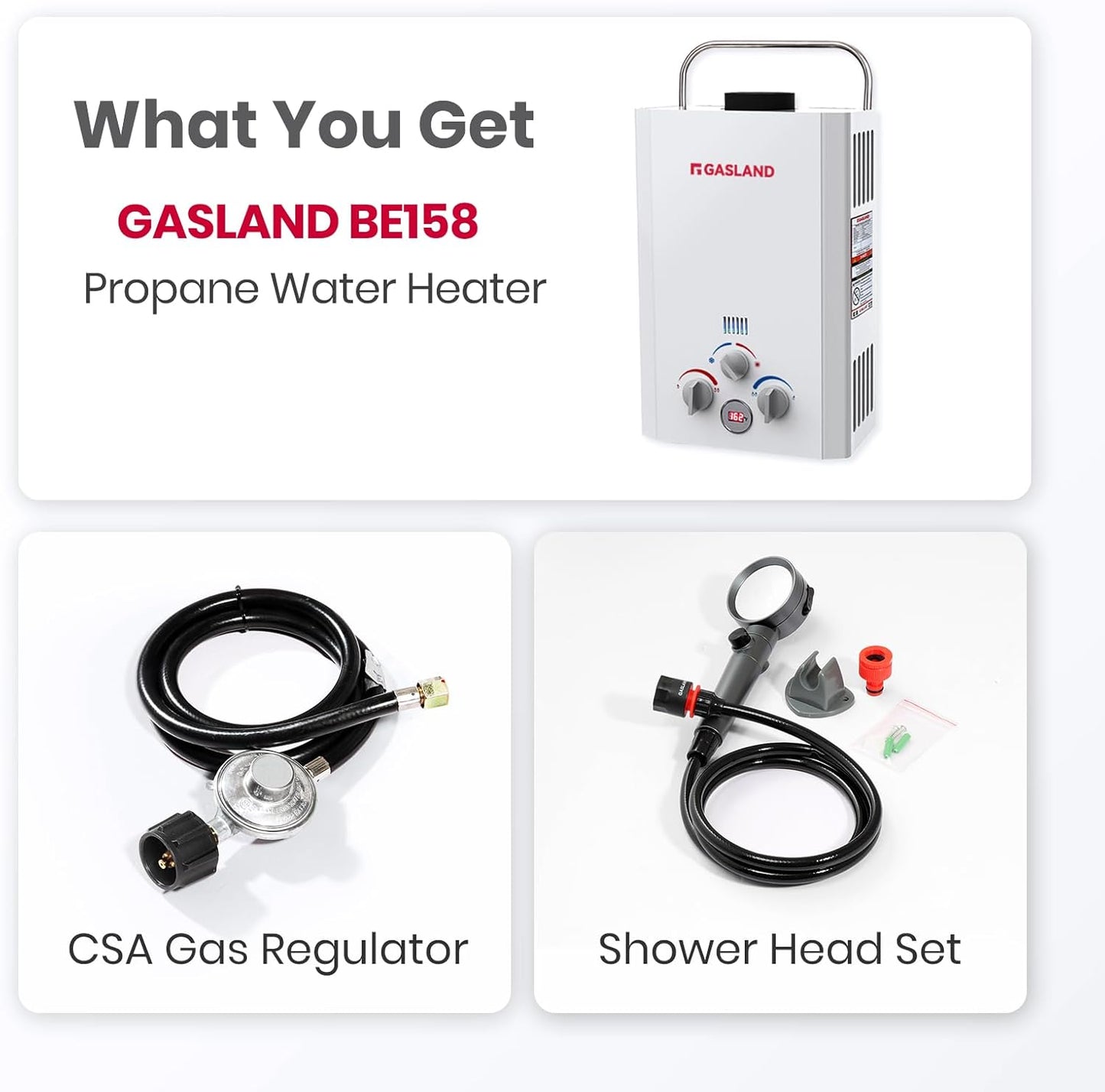 (Excellent) Tankless Water Heater, Gasland BE158 1.58GPM 6L Outdoor Portable Gas Water Heater, White