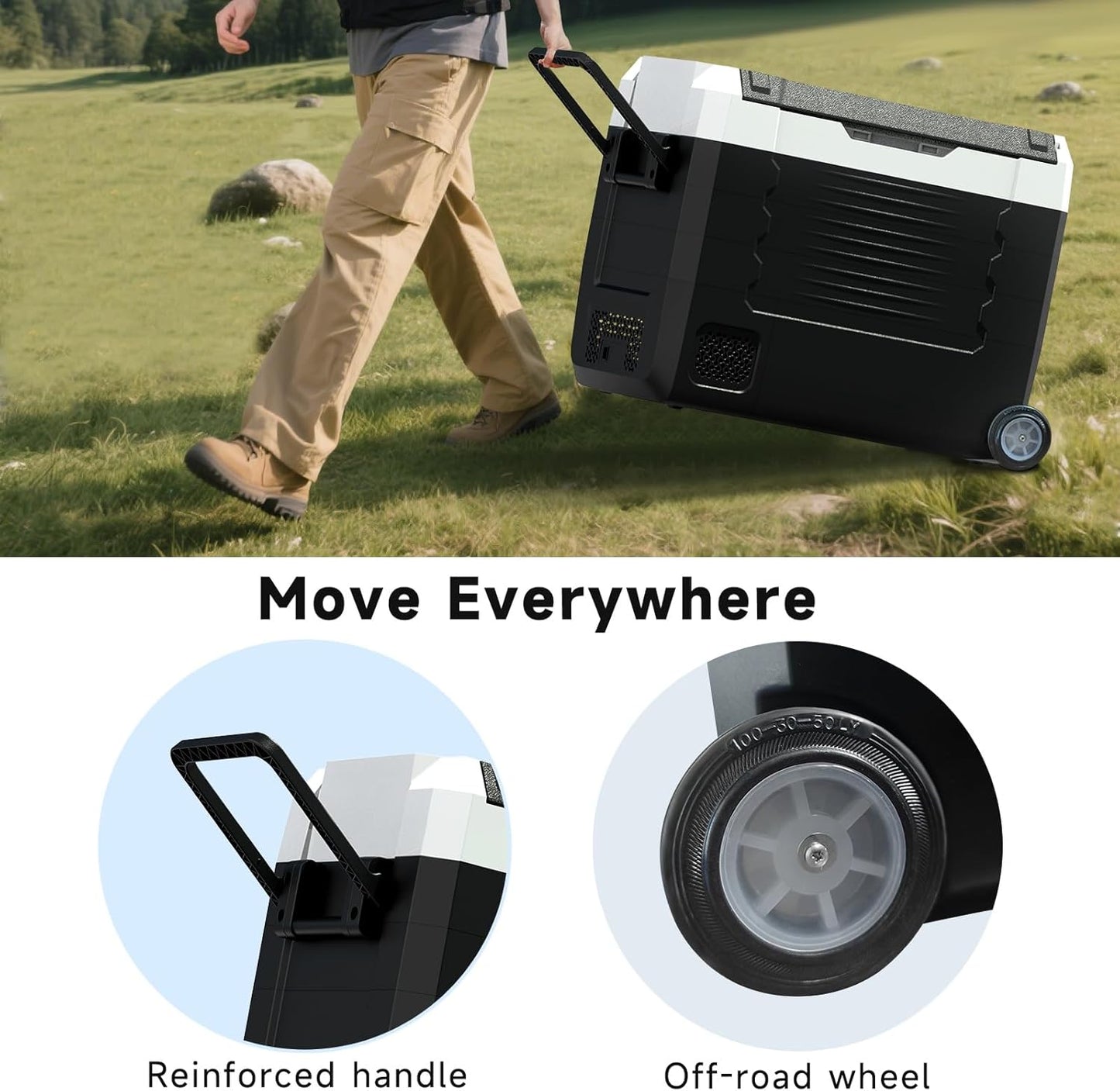 (New Open Box) SubSun12V Cooler Car Fridge, 48QT -4℉~68℉ Fast Cooling Car Refrigerator, Portable Freezer with 12/24V DC and 110-220V AC, Electric Cooler for Camping, Road Trip and Boat