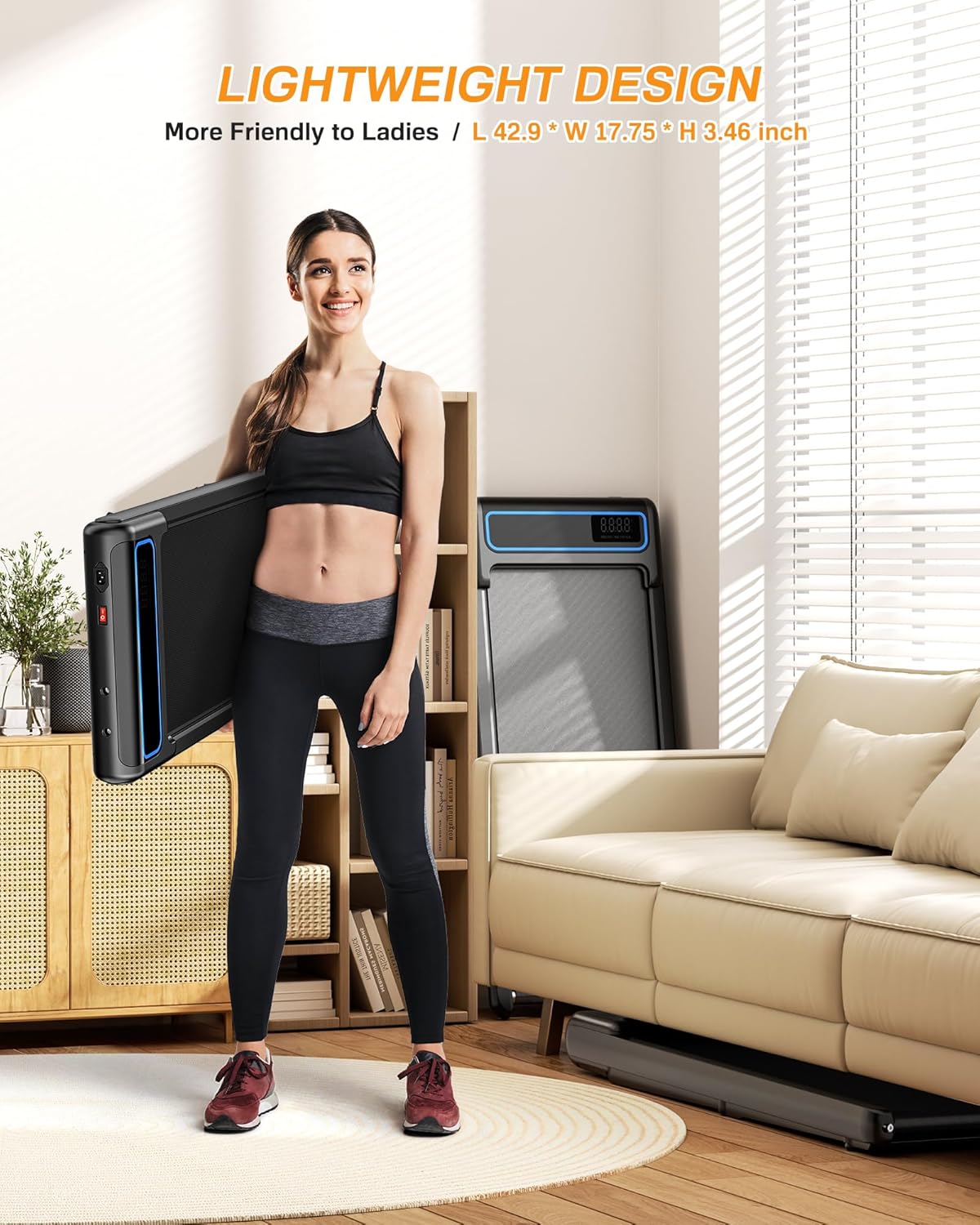 (New Open Box) Wellfit 10% Incline Under Desk Walking Pad, 2.5HP Low Noise Treadmill for Home Office Apartment, 3 in 1 Lightweight Running Machine for Small Space, Works with Apps & Mute Remote Control, No Installation