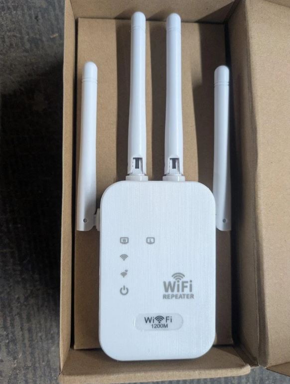 (New Open Box) WiFi Extender Signal Booster | 1200Mbps Dual Band • Ethernet Port • Covers 10,000 sq. ft.