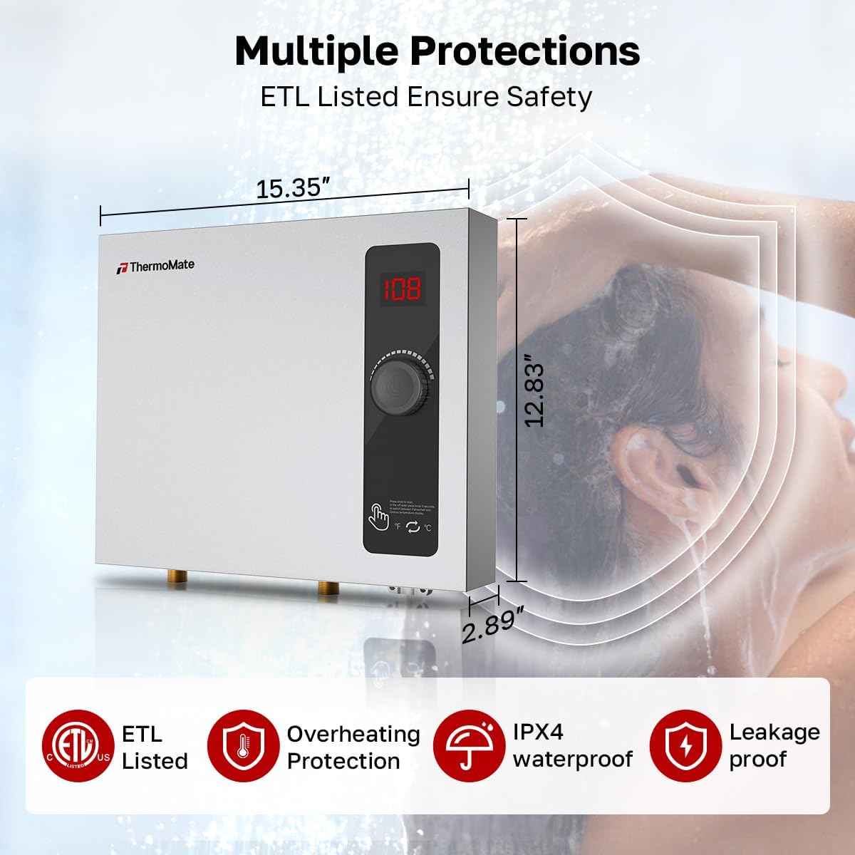 (New Open Box) Tankless Water Heater Electric 14kW 240 Volt, thermomate On Demand Instant Endless Hot Water