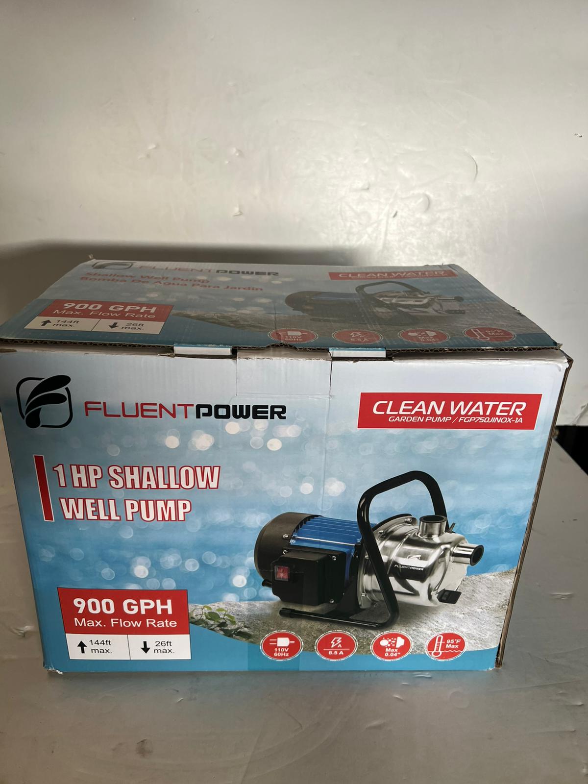 (New Open Box) FLUENTPOWER 1HP Portable Garden Transfer Pump, 900GPH Electric Sprinkler Booster Pump