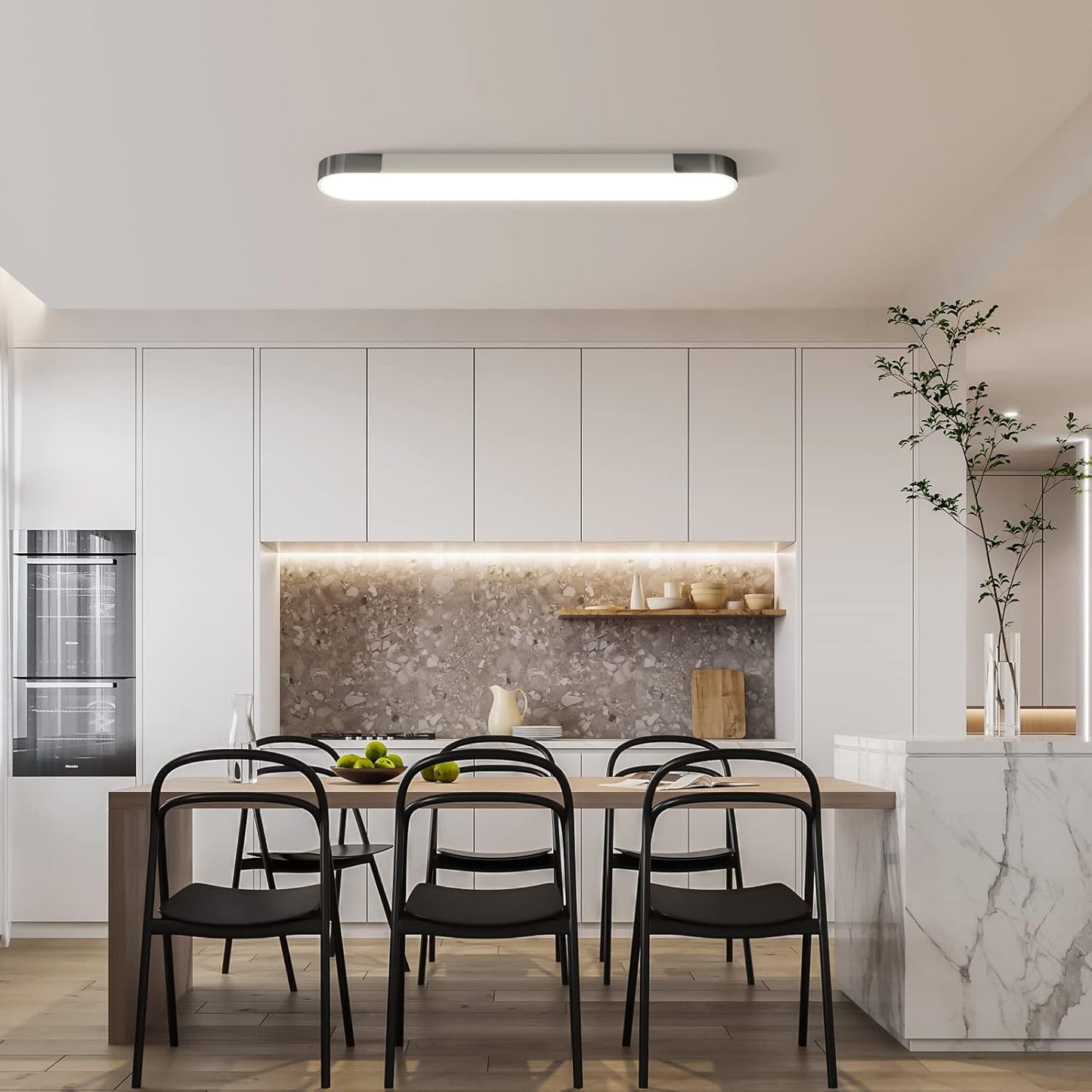 (New Open Box)  Qcyuui 48W Dimmable LED Linear Ceiling Light | Remote Control • 3000–6500K • Modern Acrylic