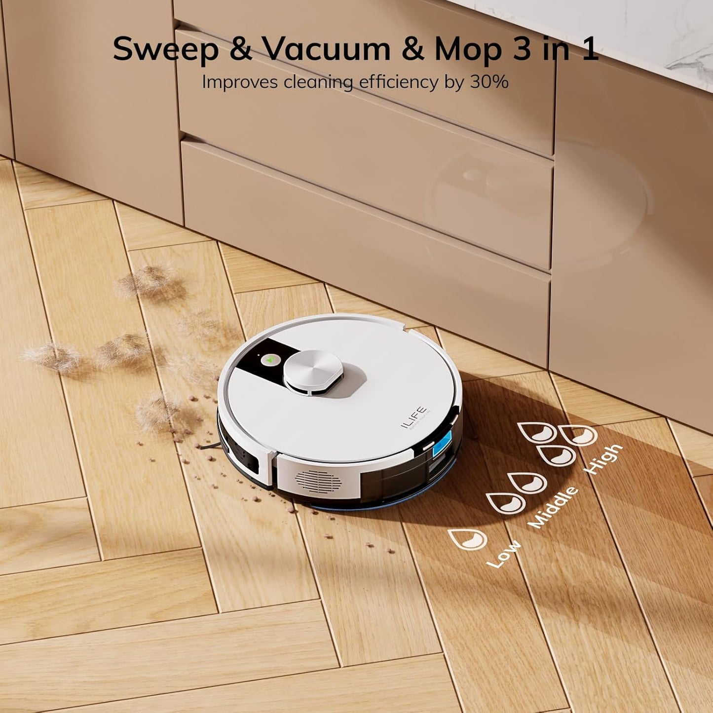 (New Open Box) ILIFE A12 Pro Robot Vacuum and Mop Combo, 60-Day Self Emptying Station, Smart LiDAR Navigation