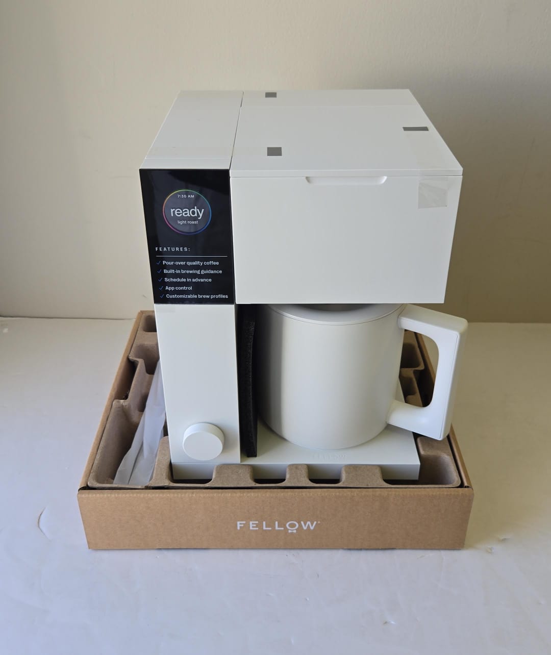 (Brand New) Fellow Aiden Precision Coffee Maker - 10-Cup Capacity, Built-In Brewing Guidance, Matte White