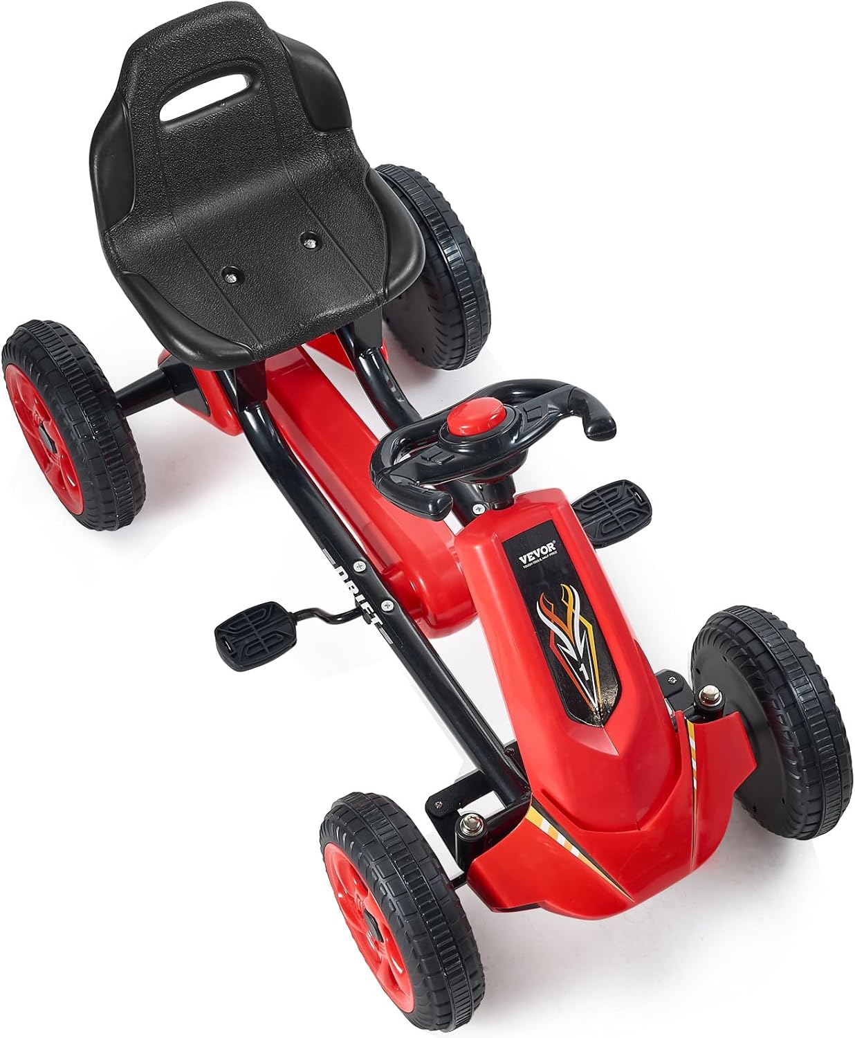(New Open Box) VEVOR Kids Pedal Go Kart, 4 Wheel Off-Road Pedal Go Cart Ride On Toy for Kids, Steering Wheel, Adjustable Seat, Non-Slip Big Wheels, Outdoor Racer Ride On Pedal