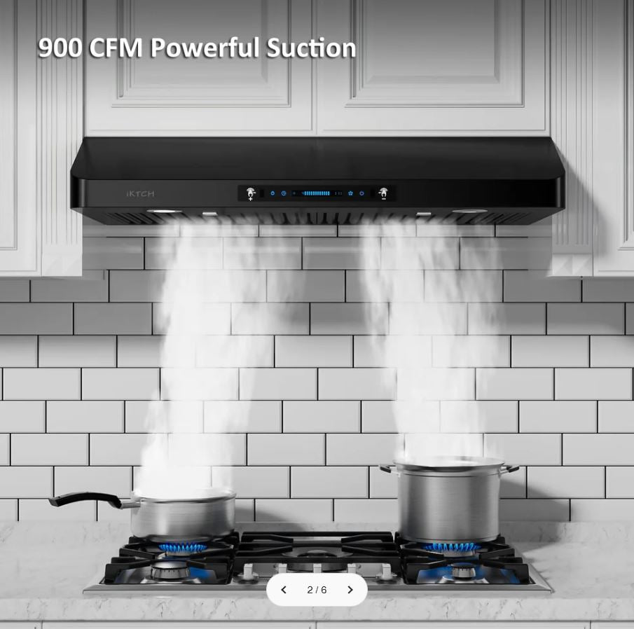 (New Open Box) IKTCH 30 Inch Under Cabinet Range Hood with 900-CFM (IKC01-30-BSS)