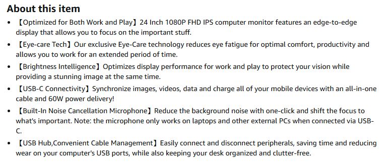 (New Open Box) BenQ GW2486TC 24" Office Monitor – USB-C | IPS | Height Adjustable | Eye-Care Tech