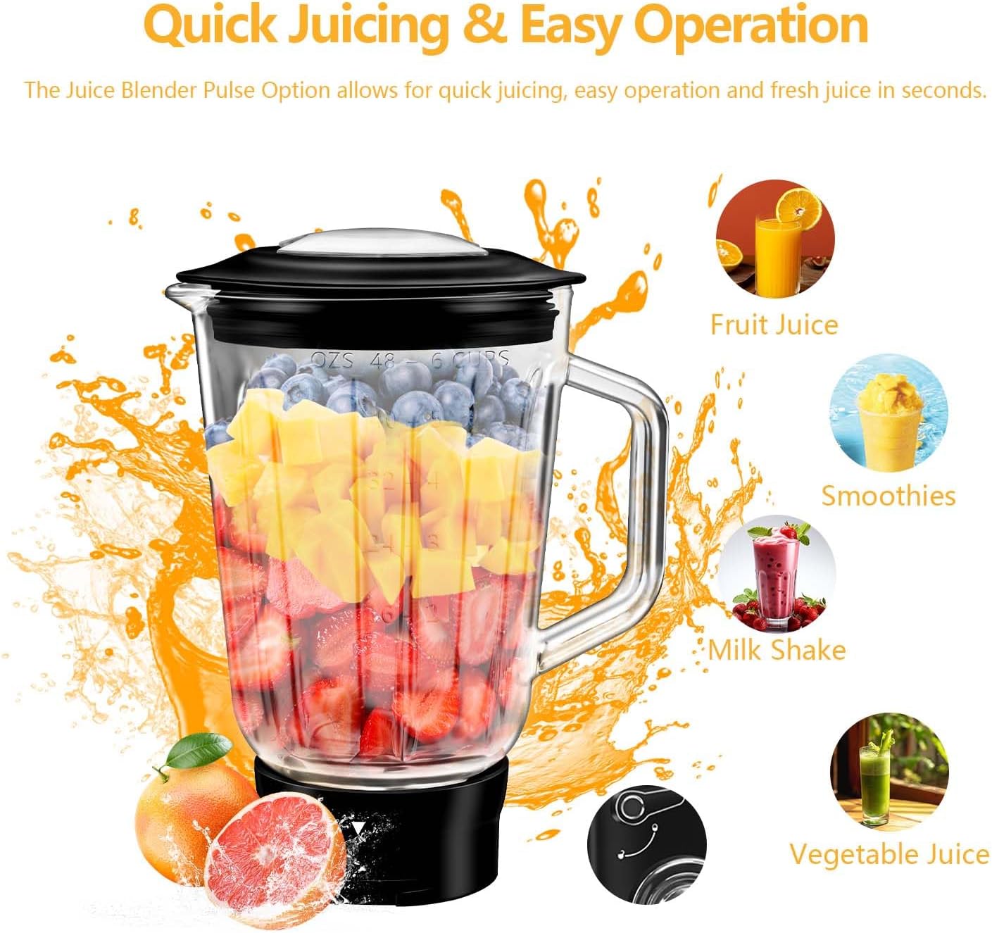 SeaSpark SC-213C Multifunctional Stand Mixer 6.3Qt 6-Speed Tilt-head, Electric Kitchen Mixer with Stainless Steel Bowl,Meat Grinder, Juice Blender